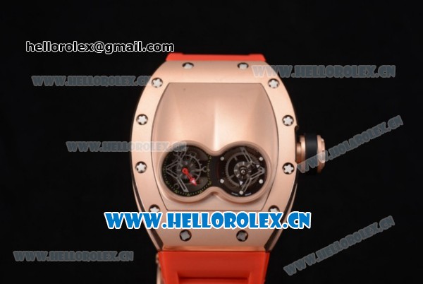 Richard Mille RM053 Asia Automatic Rose Gold Case with Skeleton Dial and Red Rubber Strap - Click Image to Close